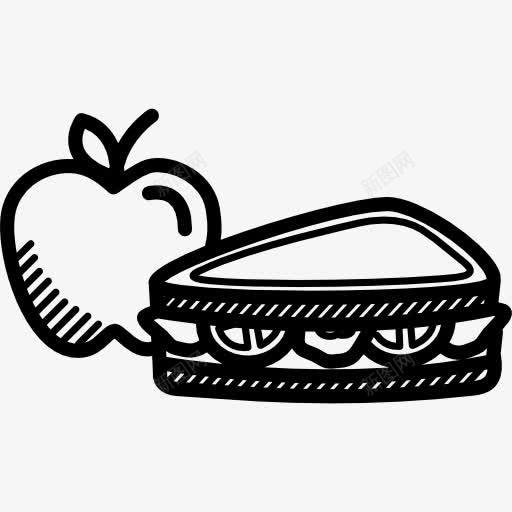 苹果和三明治图标png_新图网 https://ixintu.com 有机 水果 素食 维生素 食品 饮食