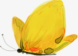 手绘黄色水墨蝴蝶装饰素材