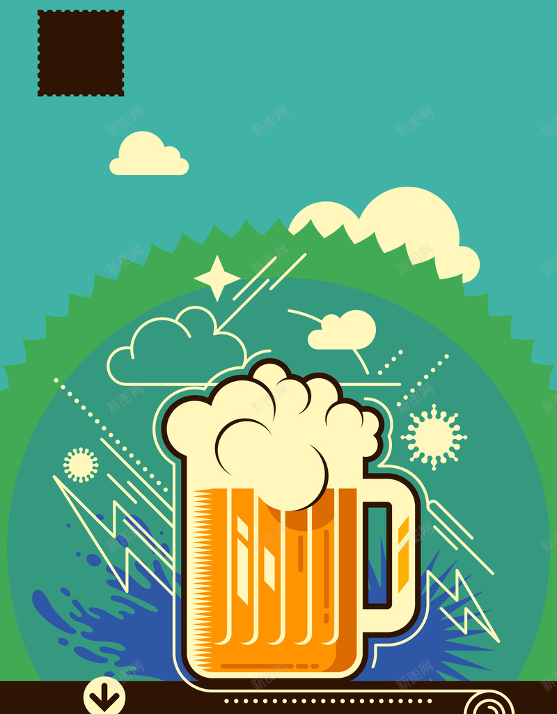 绿色啤酒节海报广告背景矢量图ai设计背景_新图网 https://ixintu.com 啤酒 啤酒主题 啤酒广告 啤酒海报 啤酒节 夏季海报 夏日 太阳 绿色背景 矢量图