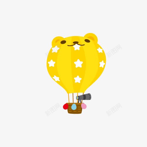 黄色的热气球png免抠素材_新图网 https://ixintu.com 卡通热气球 望远镜 黄色的热气球