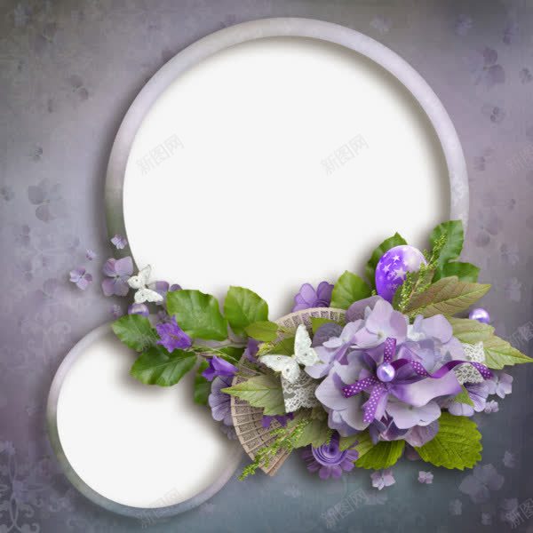 紫色花卉圆形边框png免抠素材_新图网 https://ixintu.com 圆形 紫色 紫色花卉 花卉 边框