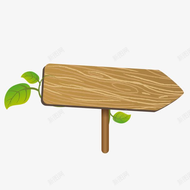 绿色叶子植物木牌png免抠素材_新图网 https://ixintu.com 卡通路牌 木牌 植物 绿色叶子 背景装饰