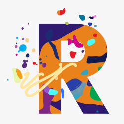 R字艺术彩色字母R矢量图高清图片