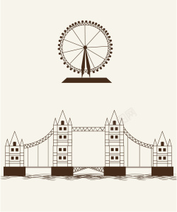 大桥背景素描世界著名建筑伦敦大桥旅游海报背景矢量图海报