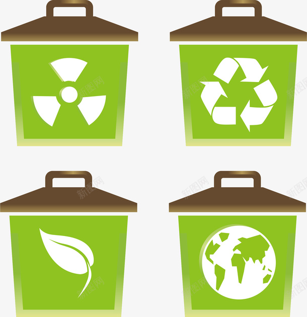卡通绿色环保垃圾回收箱矢量图图标eps_新图网 https://ixintu.com 卡通 回收箱 垃圾 标识 环保 绿色 节能 矢量图