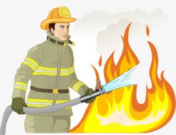 灭火的男消防员素材
