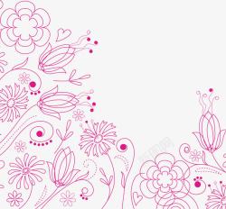 粉色线绘精致花形图案唯美线绘花形图案高清图片