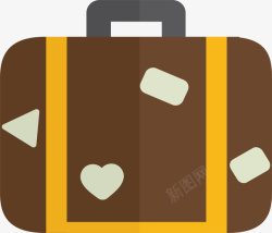 咖啡色卡通行李箱素材