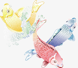 鱼鸟彩色鱼自由动物矢量图素材