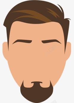男性胡须下巴扁平褐色胡须高清图片