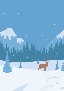 雪山麋鹿背景模版矢量图背景