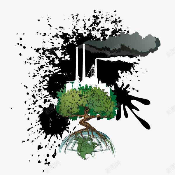 污染环境工厂绿树png免抠素材_新图网 https://ixintu.com 工厂 污染 环境 绿树