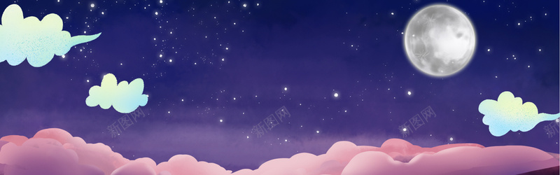 紫蓝色月亮banner背景背景