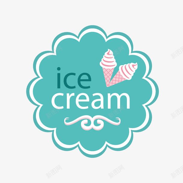 冰激淋图标png_新图网 https://ixintu.com 冰激淋 卡通 图案 广告宣传 甜筒 英文 蓝色背景图
