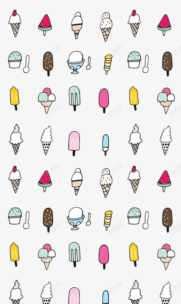 冰淇淋背景png免抠素材_新图网 https://ixintu.com 冰淇淋 卡通 背景 装饰