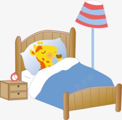床上睡觉的长颈鹿矢量图素材