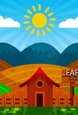 彩色农场风景农场风景广告背景矢量图高清图片