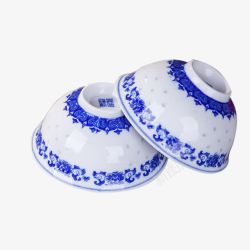 产品实物传统工艺陶瓷青花碗两个素材