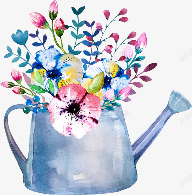 水壶里的花朵png免抠素材_新图网 https://ixintu.com png图形 png装饰 植物 水壶 花朵 装饰