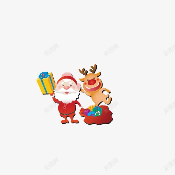 圣诞老人小鹿png免抠素材_新图网 https://ixintu.com 圣诞 小鹿 礼物 老人
