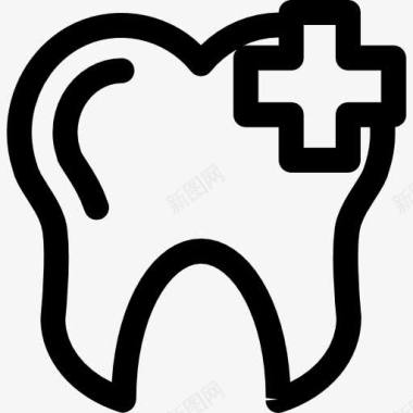 齿与一个加号的轮廓图标图标