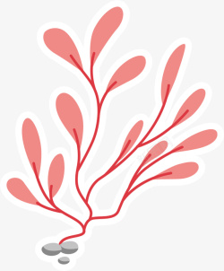 粉色藻类树叶卡通粉色藻类高清图片