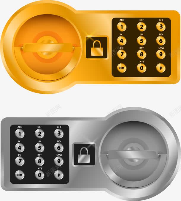 密码锁png免抠素材_新图网 https://ixintu.com 密码锁 按键 锁头 黄色
