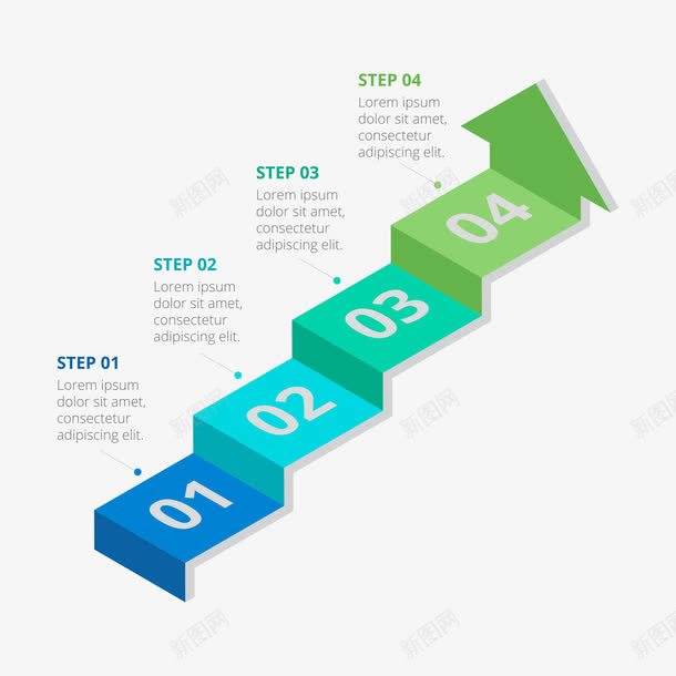 PPT元素矢量图ai免抠素材_新图网 https://ixintu.com 清新 箭头 阶梯 矢量图