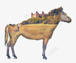 矢量斑马图背景城堡的斑马创意图高清图片