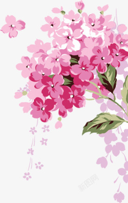 手绘粉色花束素材