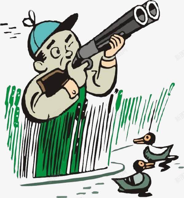 打枪捕猎png免抠素材_新图网 https://ixintu.com 卡通捕猎 卡通猎人 打枪 捕猎