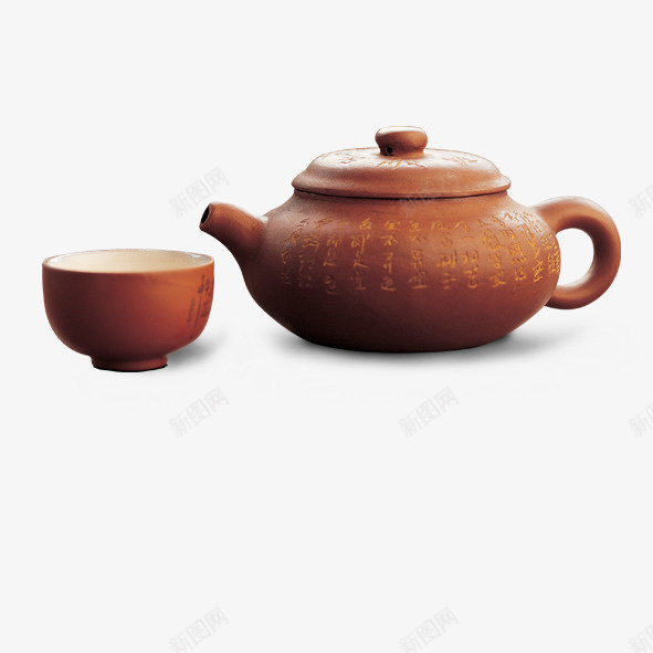 茶壶psd免抠素材_新图网 https://ixintu.com 棕色 茶壶 茶碗