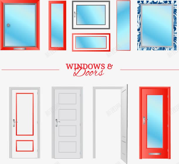 手绘窗户玻璃和门框png免抠素材_新图网 https://ixintu.com 手绘 窗户 门框