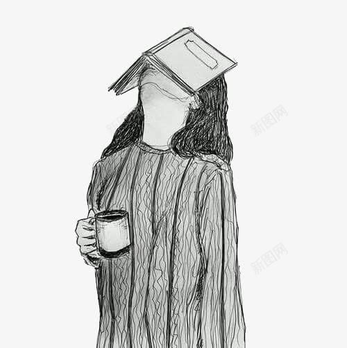 书和女孩png免抠素材_新图网 https://ixintu.com 书 图案设计 女孩 手绘 黑白
