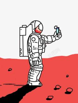红色大地上的宇航员素材