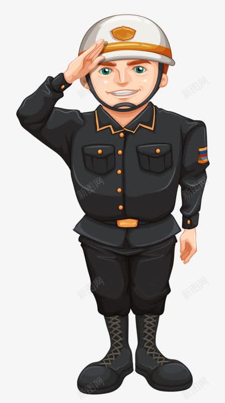 手绘消防员png免抠素材_新图网 https://ixintu.com 手绘 消防员 黑色制服