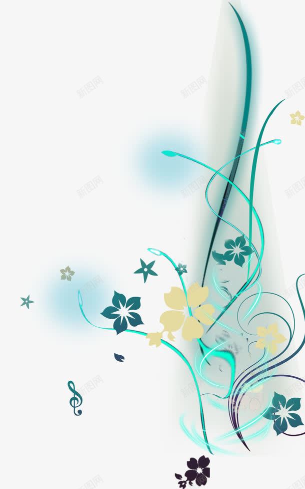 发光的花纹png免抠素材_新图网 https://ixintu.com 发光 花朵 花纹 蓝光 蓝色