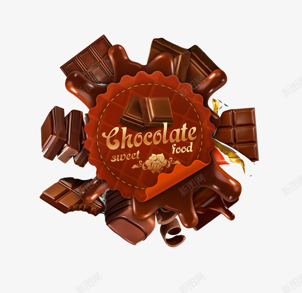 巧克力块与图案png免抠素材_新图网 https://ixintu.com 巧克力 标签图案 美味 艺术字 英文