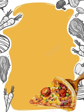 手绘风格美味披萨促销海报背景模板背景