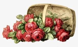 篮子花纹古典手绘花卉高清图片