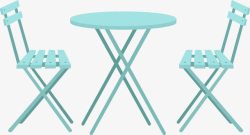 蓝色桌椅手绘蓝色折叠桌椅图案高清图片