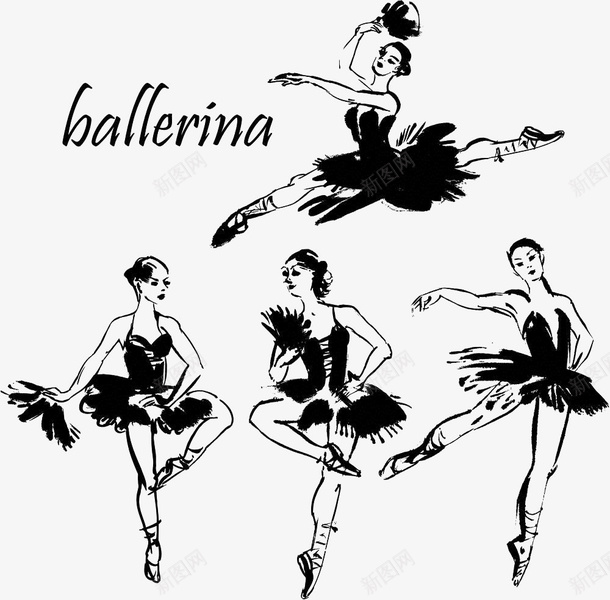 手绘黑色芭蕾舞者png免抠素材_新图网 https://ixintu.com 服装 舞蹈 芭蕾 芭蕾舞者 芭蕾裙 裙子 跳舞 黑色手绘