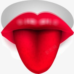 红舌头手绘伸舌头高清图片