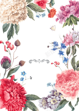 典雅婚礼手绘鲜花海报背景矢量图背景