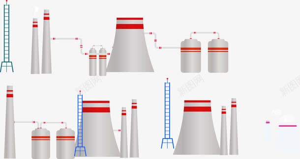 卡通png免抠素材_新图网 https://ixintu.com 卡通 情景装饰 烟囱 背景装饰 铁塔 风景