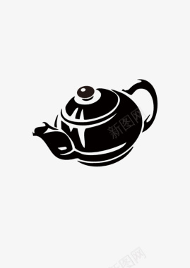 黑色手绘茶壶图标图标