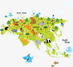亚洲动物地图素材