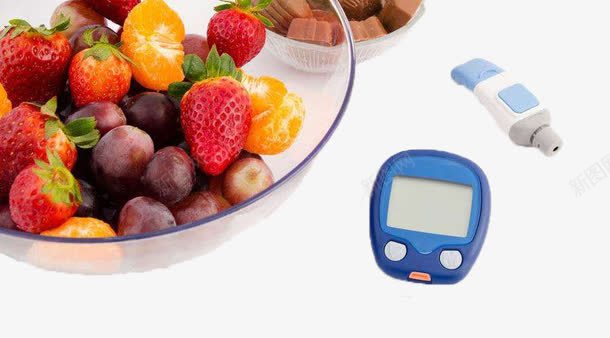 水果盘旁边的血糖测量仪png免抠素材_新图网 https://ixintu.com 健康 水果盘 测量仪 血糖 血糖仪