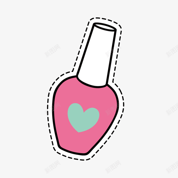 粉色指甲油图标矢量图ai_新图网 https://ixintu.com 化妆 图标 心形 指甲油 瓶子 粉色 虚线 矢量图