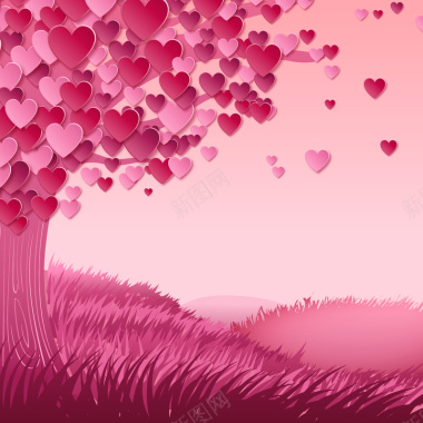 手绘粉色树矢量图背景